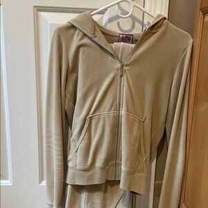 Juicy Couture Cream Velour Hoodie with Pink Label